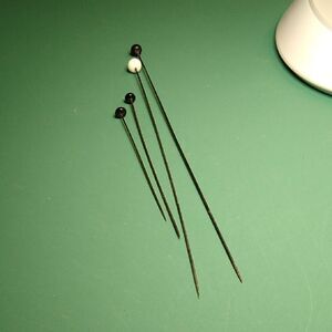 Black and White Hat Pins Set 4 -9 inches Cottagecore Grandmacore